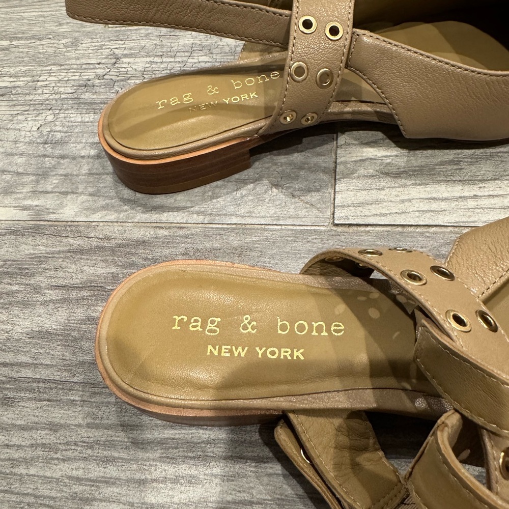 Rag and Bone Astra slingback flats in warm taupe - Picture 4 of 7